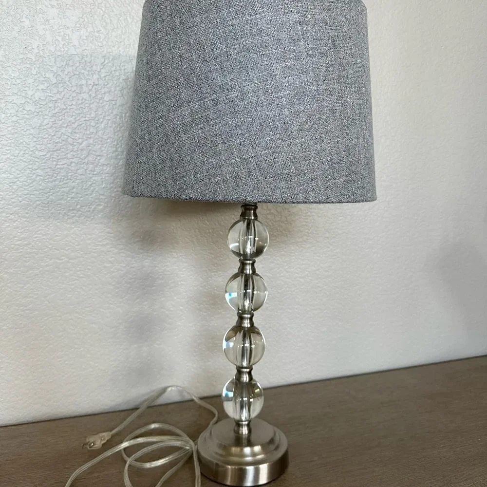 Acrylic Crystal Table Lamp Gray Shade